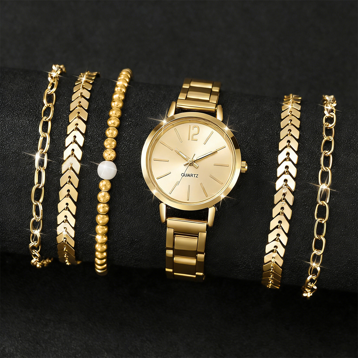 Bộ 6 Đồng Hồ Thạch Anh Nữ Mặt Số La Mã Dây Thép Thời Trang
