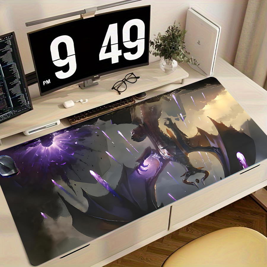 Thảm lót chuột cỡ lớn hình rồng thần bí màu tím - Epic Purple Magic Dragon | Thảm trải bàn chơi game