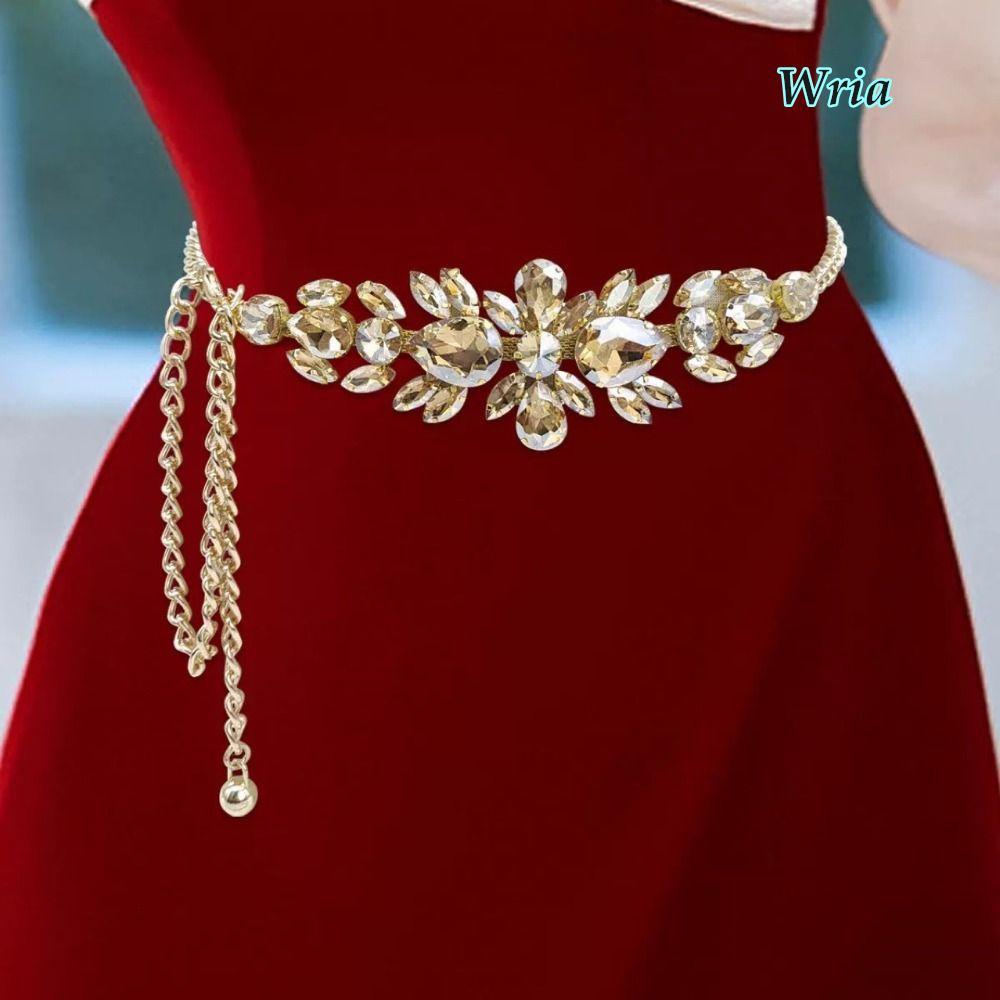 Dây nịt nữ đính đá mới, dây chuyền xích sang trọng, dây nịt vàng thời trang, phụ kiện đầm dạ hội