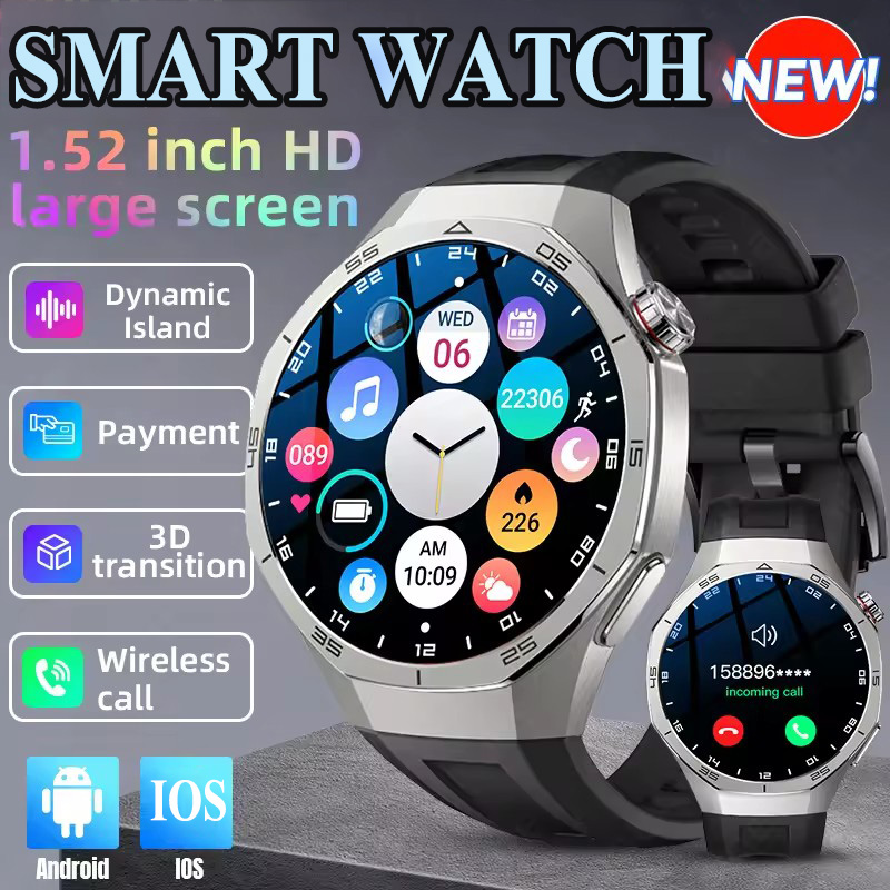 Đồng hồ thông minh 2026, màn hình HD, theo dõi nhịp tim, ECG, thanh toán, gọi điện qua Bluetooth, Dy