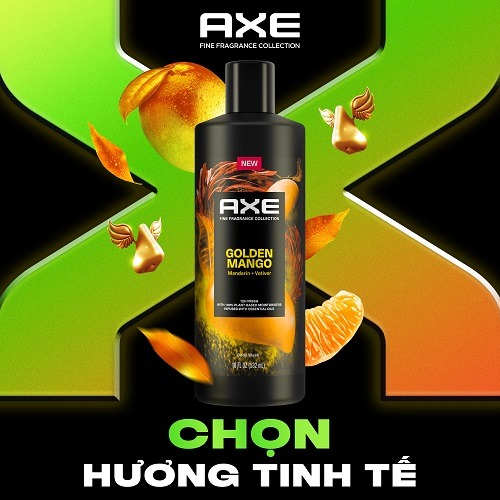 [HSD: 9/2026] Sữa Tắm Nước Hoa Nam Cao Cấp Axe Thơm Tinh Tế 532ml:Golden Mango
