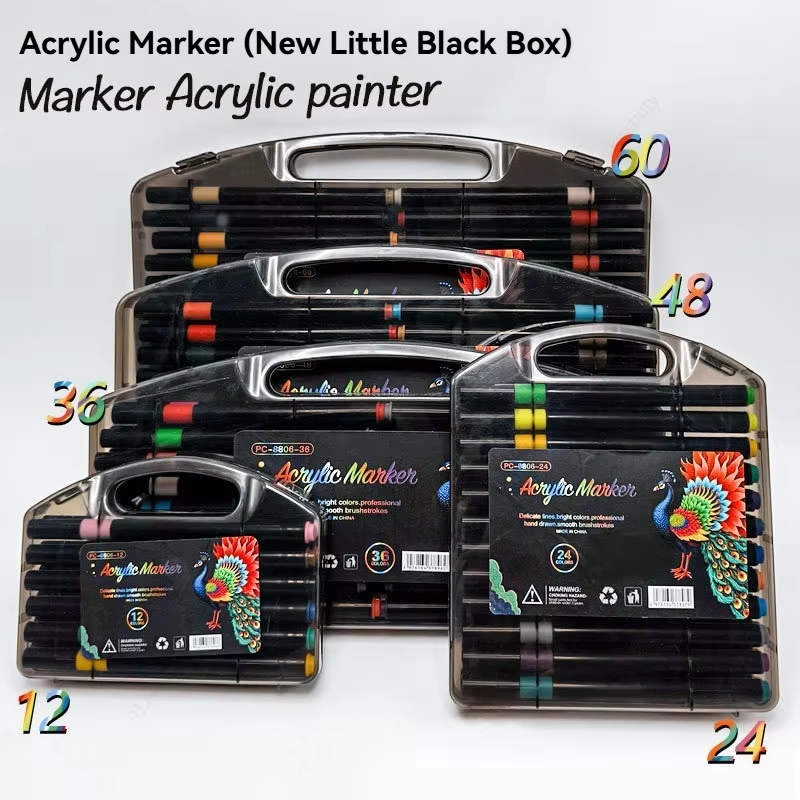 Bộ bút sơn acrylic – 36/48/80 màu | Bút sơn lâu phai cho bề mặt kính, nhựa & kim loại