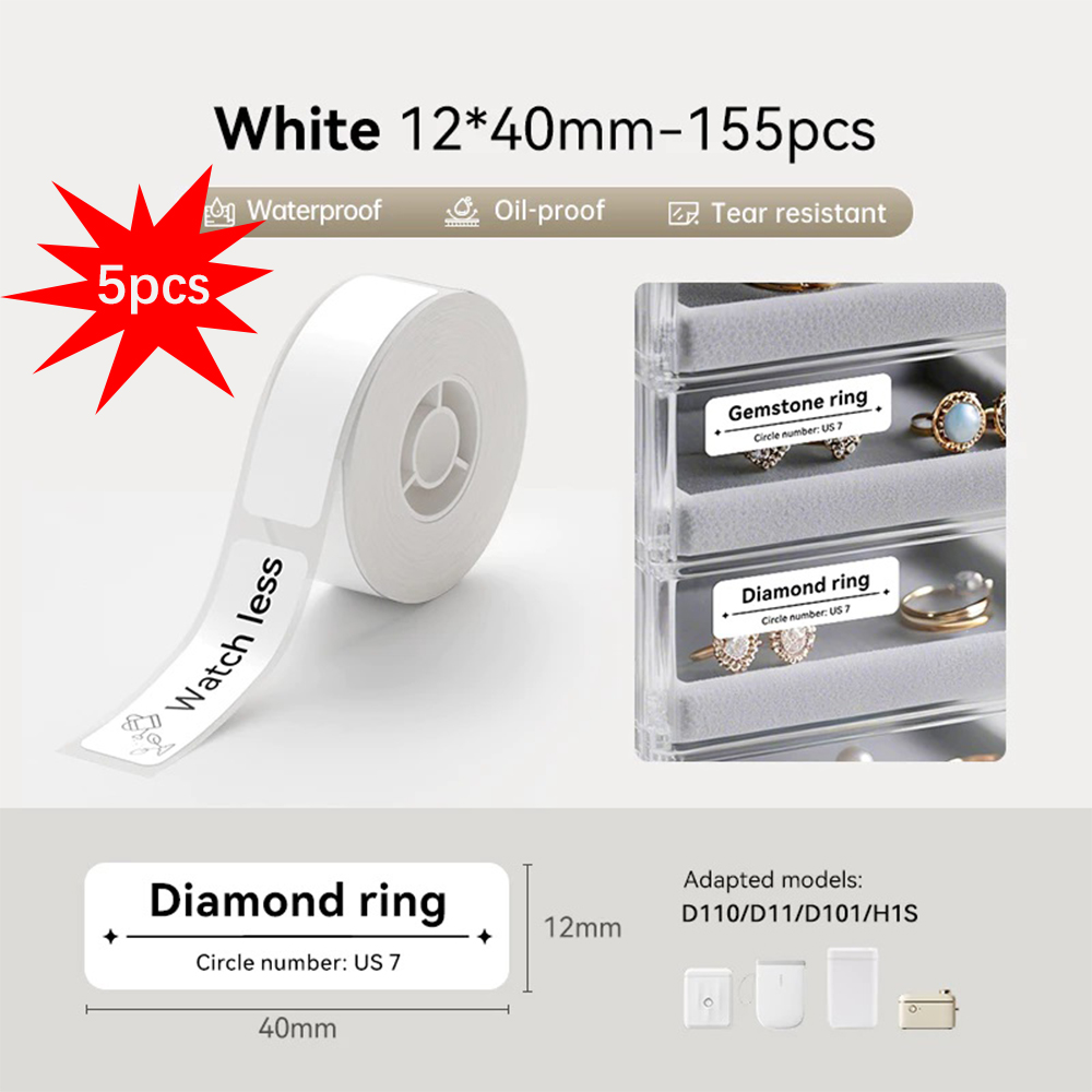 Nhãn Nhiệt Chống Thấm Nước Miếng Dán 5 Cuộn Cá Tính Học Tập Cho Giấy Máy In D11 D110 D101