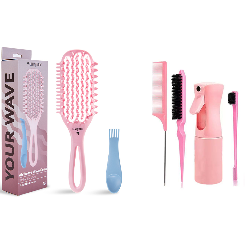 Bộ Lược Tạo Kiểu Sóng 6 Mảnh, Bounce Curl Hairdressing Spray Chai Xoăn Công Tắc Thẳng