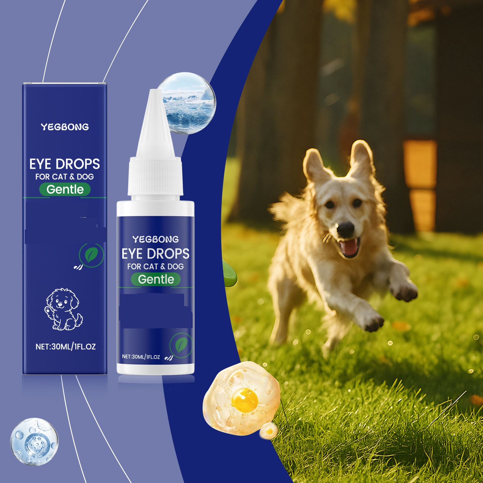 Pet Tear Stain Eye Drops Gentle Daily Cleanser 30ml Dung dịch mềm cho chó Vệ sinh tai cho chó mèo xị