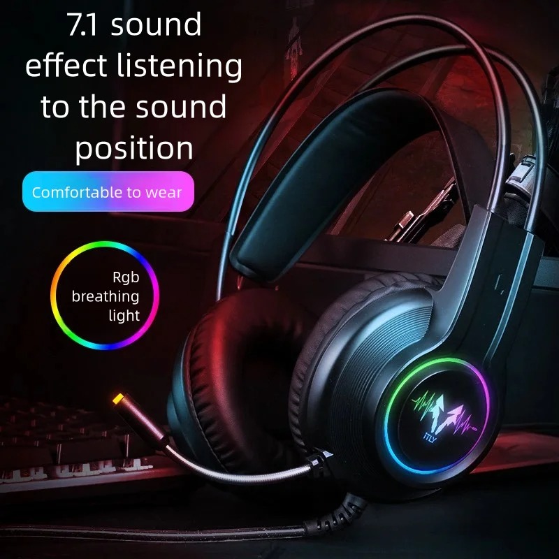 Tai nghe ITLY H200 Tai nghe chơi game LED Loại bỏ tiếng ồn Âm trầm sâu cho máy tính xách tay PC Micr