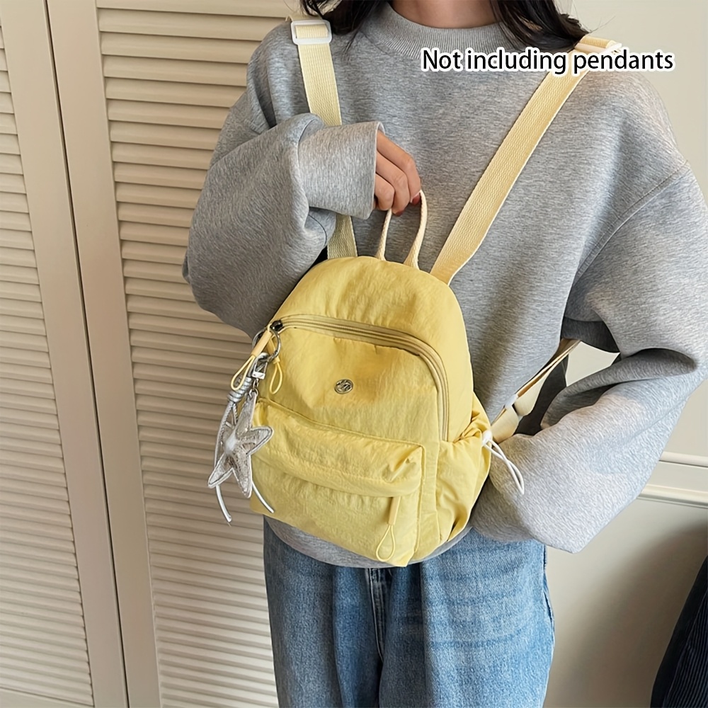  Ba lô màu vàng cho nữ, nhỏ gọn, rộng rãi, khóa kéo, phong cách Hàn Quốc, mini thường ngày (Không bao gồm phụ kiện) - Sử dụng hàng ngày & đi chơi.