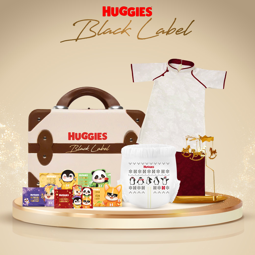 [Gift] Bộ quà tặng Vali Huggies Black Label cao cấp