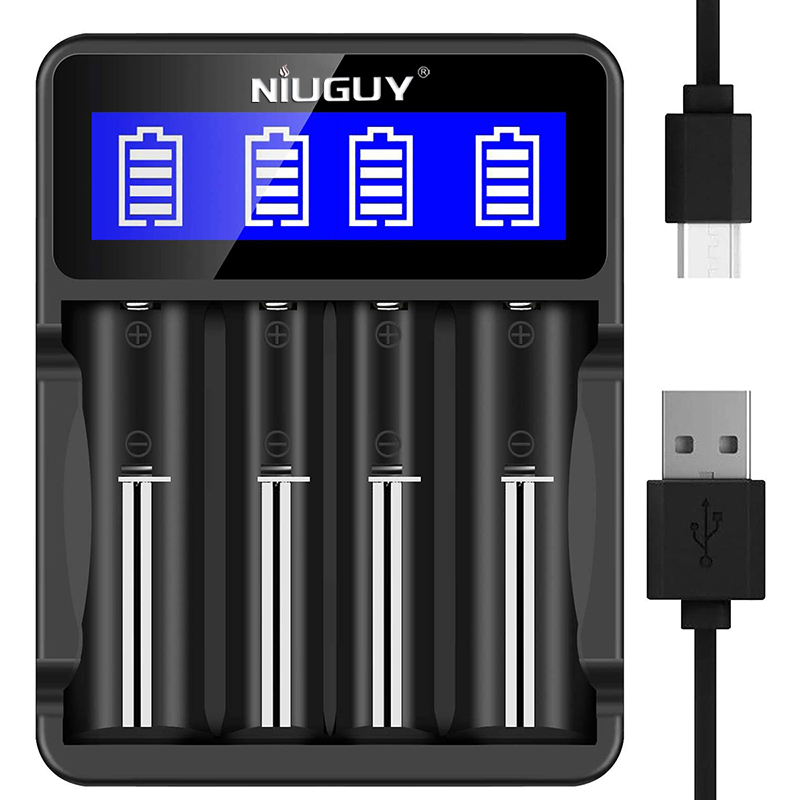Bộ sạc pin LCD USB thông minh loại C cho 18650 26650 18490 Niken
