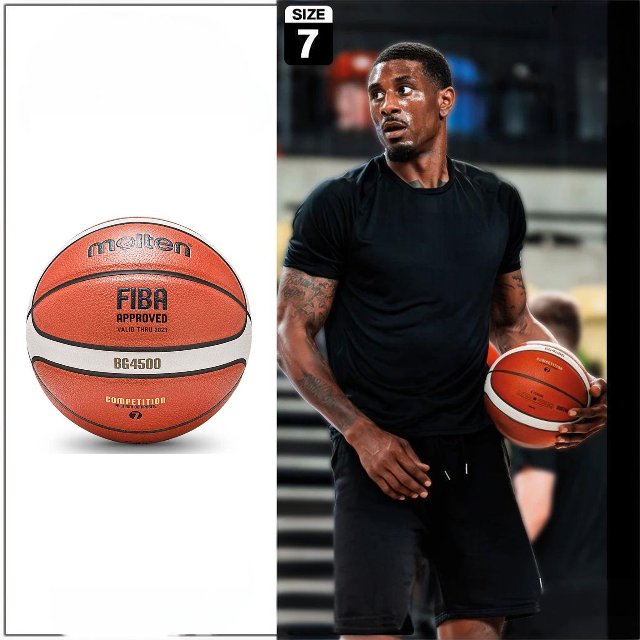 Bóng rổ PU MOT Bóng rổ PU Size 7 Th B7G4500 FIBA ​​(2500) Tặng lưới bóng + kim bơm