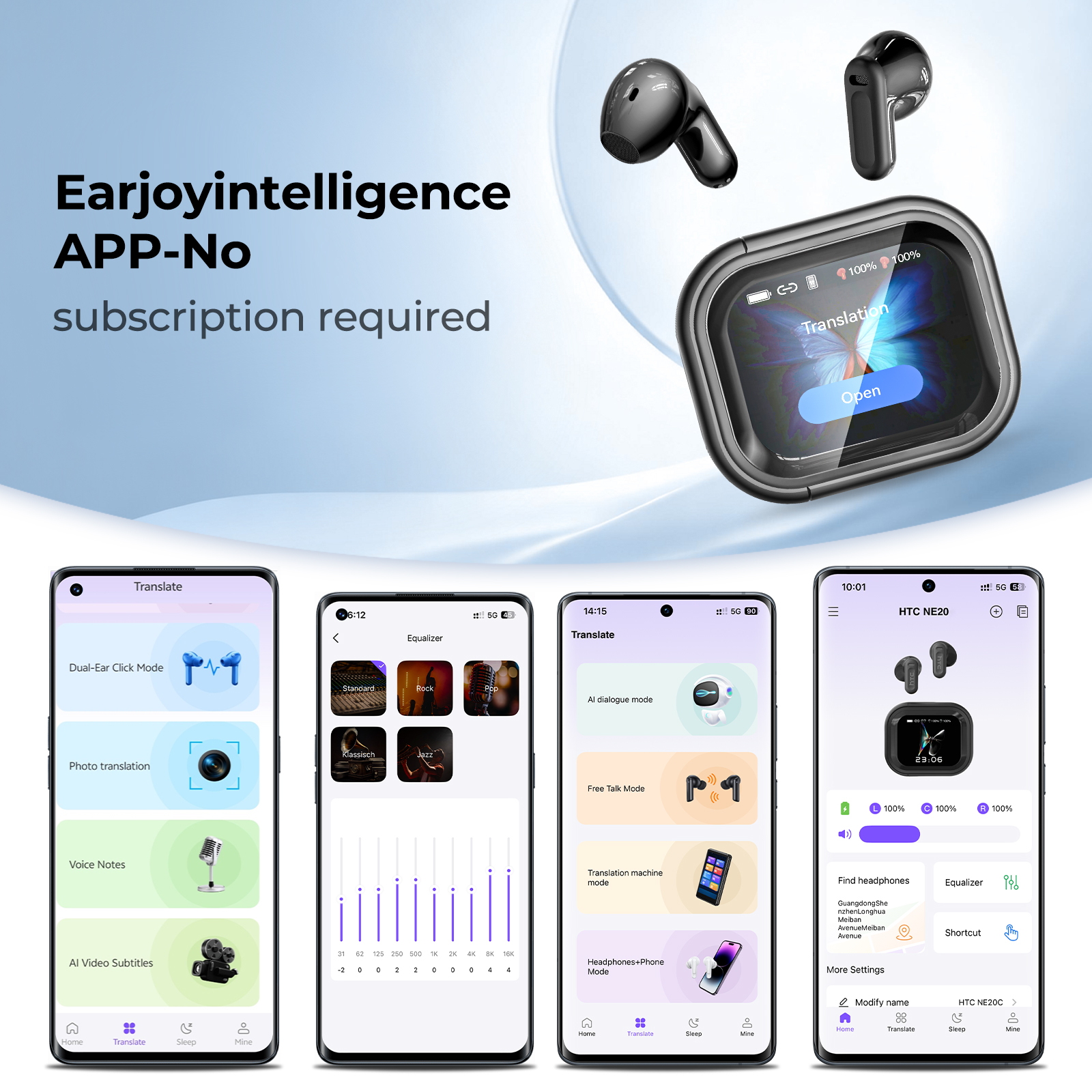 Tai nghe HTC NE20 Tai nghe Bluetooth 6.0 AI Dịch trực tiếp Màn hình LED thông minh HIFI Chất lượng âm thanh Công nghệ khử tiếng ồn Tai nghe | BigBuy360 - bigbuy360.vn