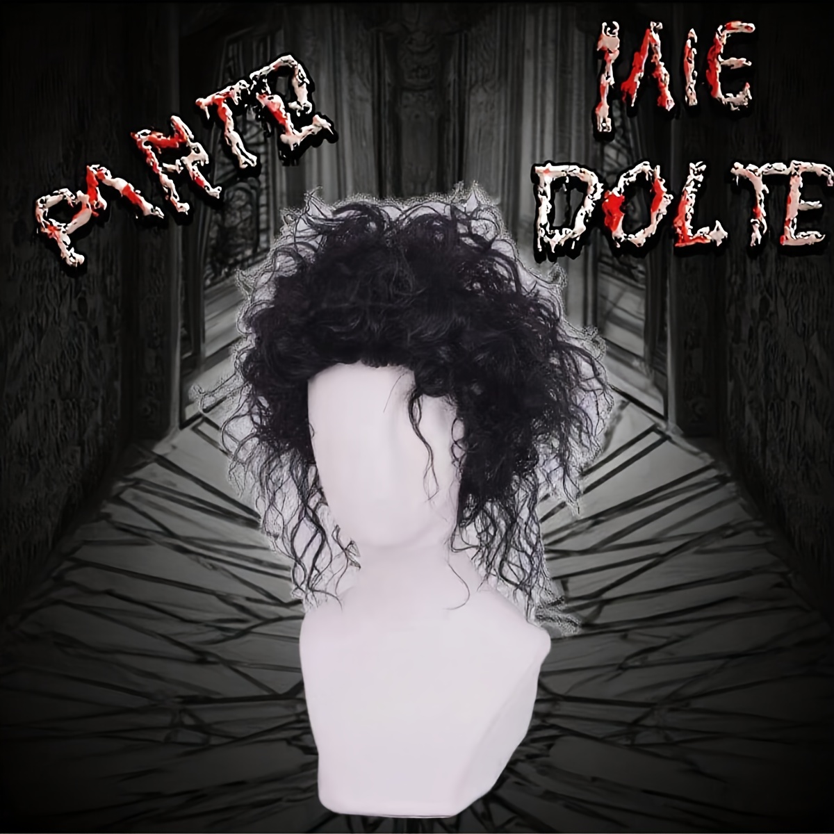 Tóc giả xoăn lộn xộn màu đen, Edward Scissorhands Bộ tóc tổng hợp lấy cảm hứng từ Halloween, Cosplay