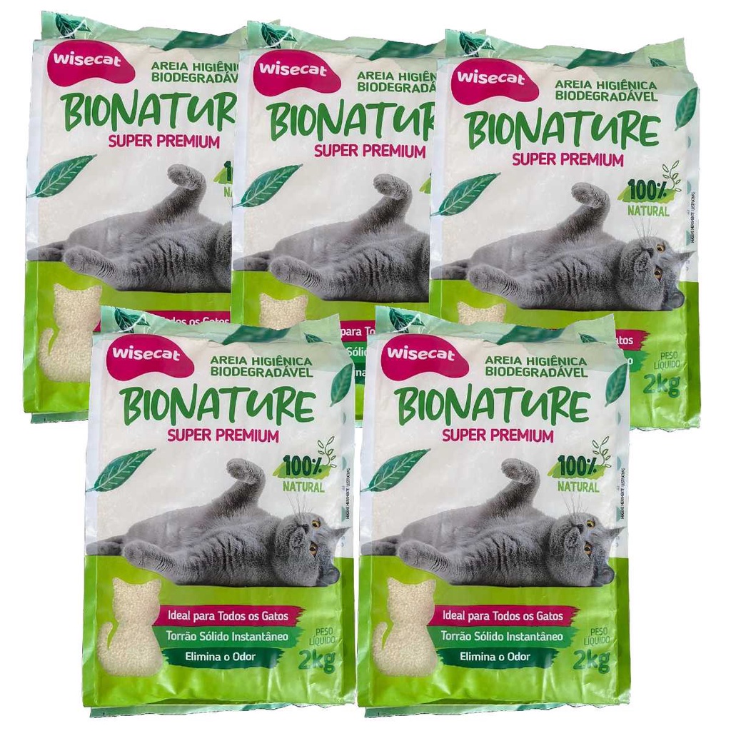 Wisecat 100% Mùn Cưa Bã Mì Sinh Học, 2kg x 5 Gói, Tổng 10kg