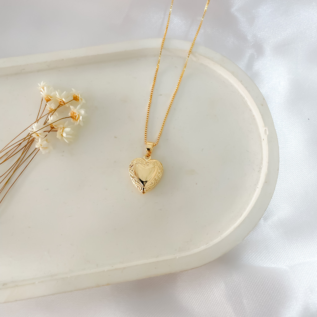 Vòng cổ K-Gold Heart Locket dành cho nữ Thép không gỉ Dainty Non Tarnish Món quà trang sức