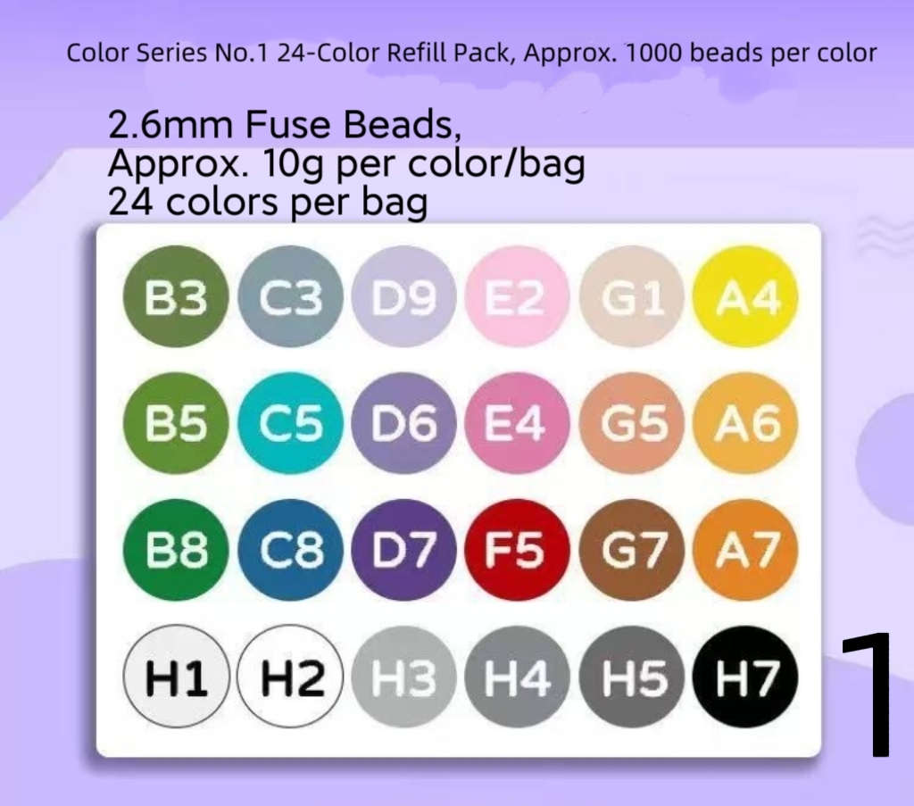 Hạt Fuse Beads Đổ Đầy 24 Màu Sắc Và 1000 Hạt Mỗi Màu