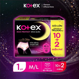 Băng Vệ Sinh Dạng Quần Kotex Ban Đêm Cỡ M/L (10+2) Miếng/Gói