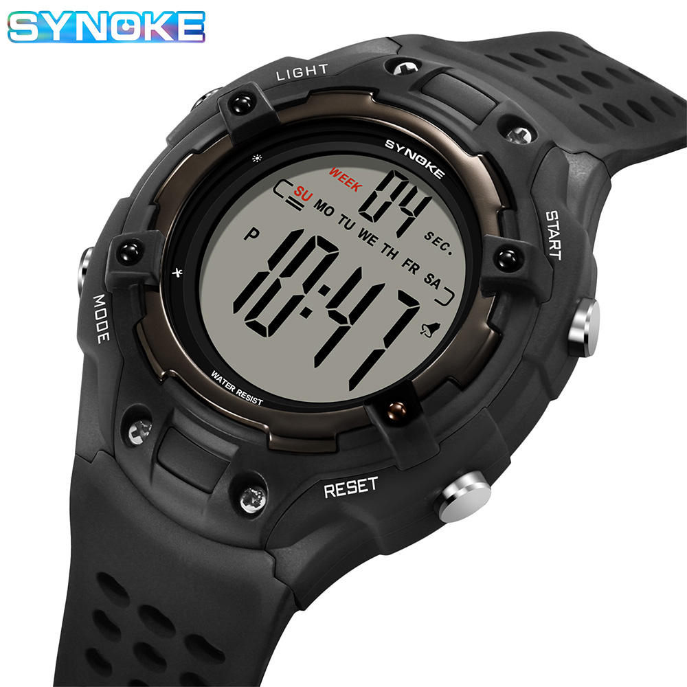 Đồng hồ đeo tay điện tử thể thao thông thường thời trang SYNOKE dành cho nam Đồng hồ kỹ thuật số hiển thị LED chống nước