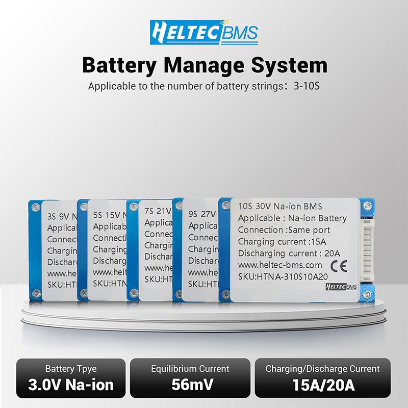Pin Heltec Natri-ion BMS 12V Bảng bảo vệ Nhiệt độ rộng 3-10S cho xe đạp điện tử