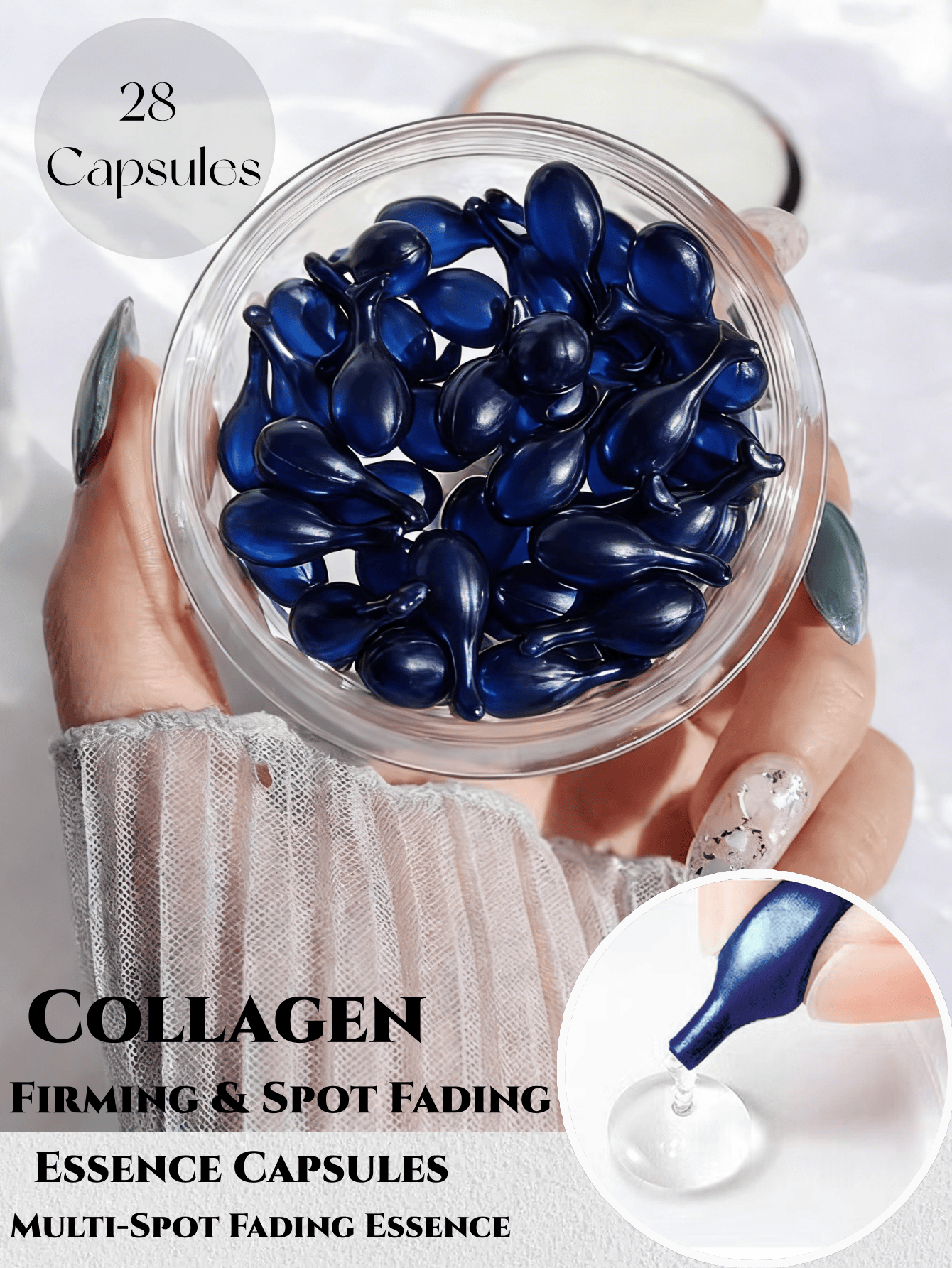 Collagen Repair Firming Anti-Spot Essence Capsules Fade Dark Spots Jojoba Oil Facial Serum 28 Cái