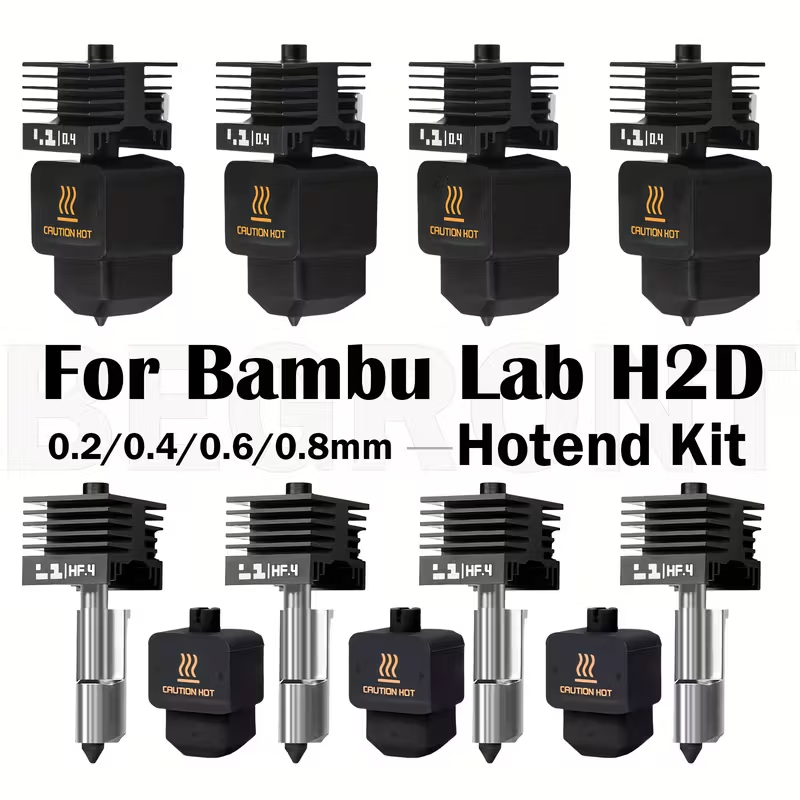 Bộ Hotend H2D H2S kèm đầu phun thép cứng 0.2/0.4/0.6/0.8mm thay thế cho Bambu H2D/H2S A1/A1mini