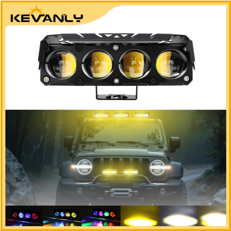 KEVANLY Xe Máy Siêu Sáng Đèn Flash RGB Đèn Pha LED 4 Mắt 12-24V Sương Mù