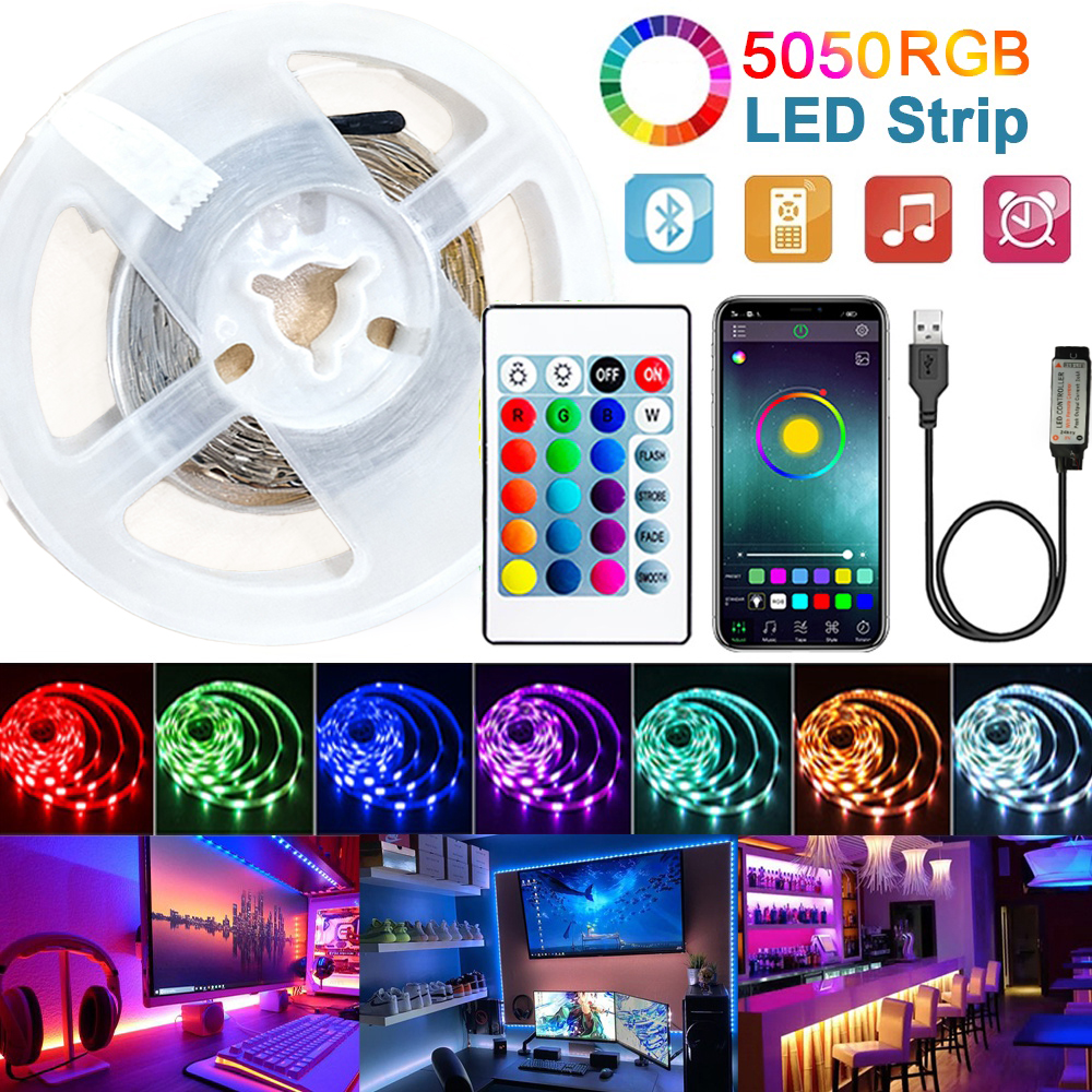 Dây Đèn Led 5050 RGB Thay Đổi Màu Sắc Kèm Điều Khiển bluetooth Tiện Dụng Trang Trí Phòng Khách / Phòng Ngủ