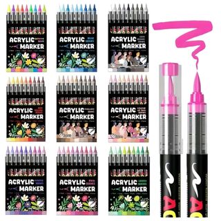 Bút đánh dấu Acrylic lỏng thẳng 9 màu, Kiểm soát mực thông minh, Đồ dùng học tập, Dụng cụ vẽ tranh chuyên nghiệp