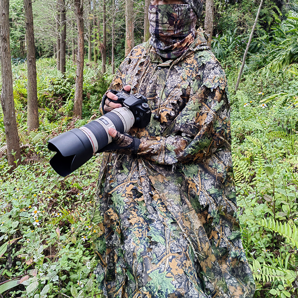 Ngụy trang 3D Lá Cây Trang phục Quần áo Rừng Cây Bụi Camo Áo Mưa Áo Choàng