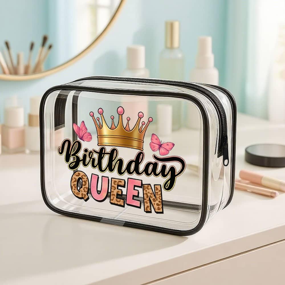 Túi đựng mỹ phẩm trong suốt Birthday Queen: Hộp đựng mỹ phẩm du lịch hoàn hảo và quà tặng sinh nhật