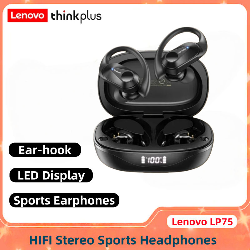 Tai nghe Lenovo LP75 Tai nghe TWS Tai nghe thể thao IPX5 Chống nước ENC Giảm tiếng ồn HiFi Bass Thời
