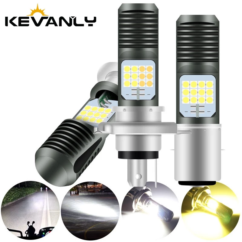 Bóng đèn pha xe máy LED KEVANLY H4 H6 BA20D Đèn trước hai màu