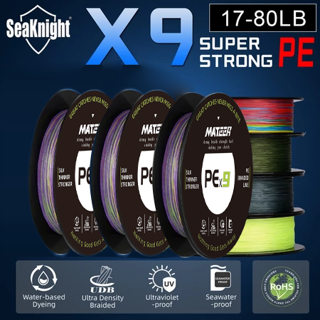 Dây câu bện MATEER X9 9 sợi 300m – Dây PE bện đa sợi, phủ kép chống ăn mòn nước biển, tải trọng 17-8