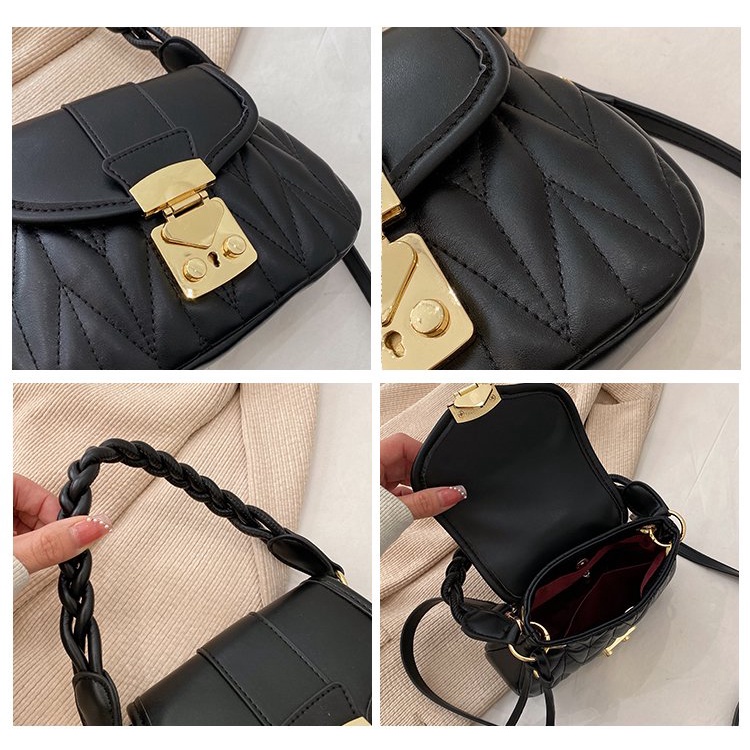 Túi Xách Dây Xích Dày Dặn Họa Tiết Hình Thoi Thời Trang Cho Nữ