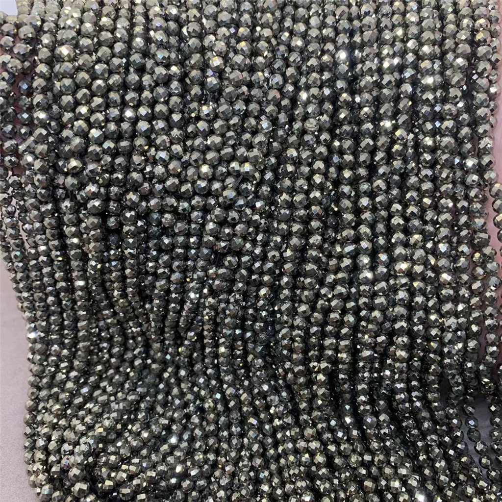 Chuỗi Hạt Đá Pyrite Tự Nhiên 2 / 3 / 4mm