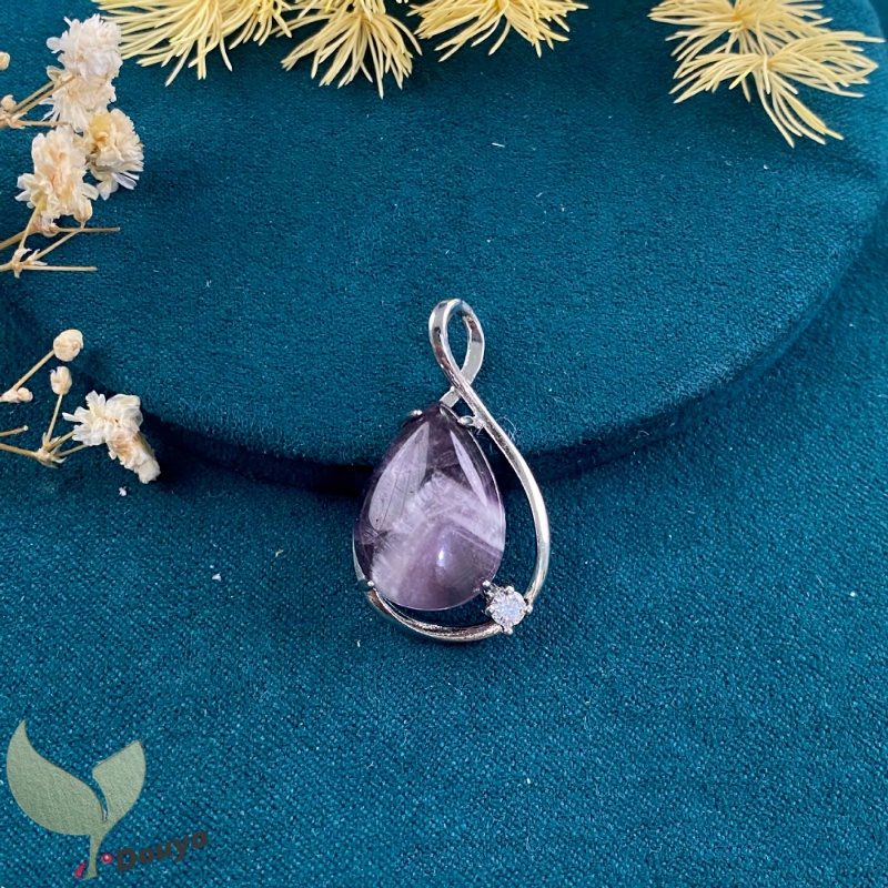 Vòng cổ Mặt Đá Thạch Anh Tím Tự Nhiên Dành Cho Nam Và Nữ