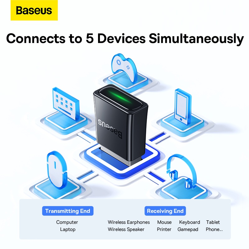 Đầu chuyển đổi không dây BASEUS BA07 USB bluetooth 5.3 độ phân giải cao thích hợp cho loa máy tính xách tay máy tính bàn