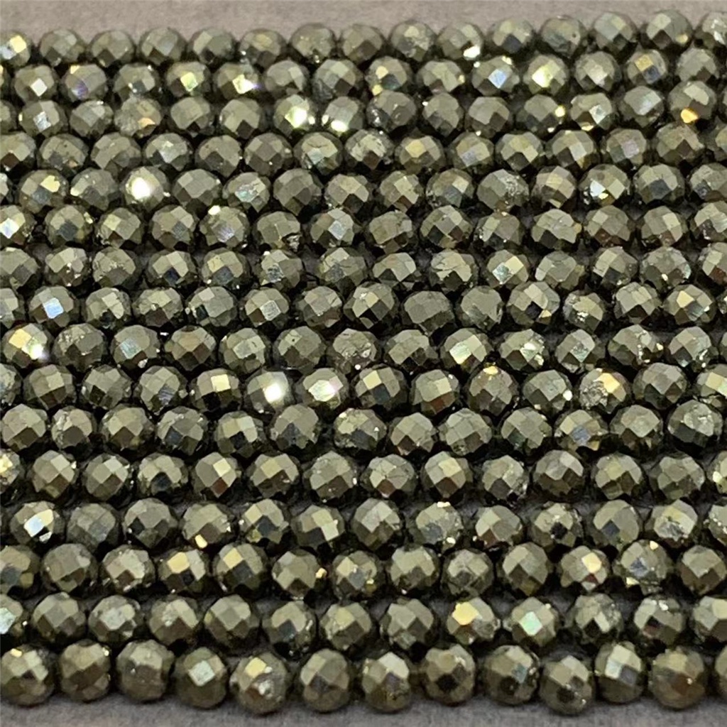Chuỗi Hạt Đá Pyrite Tự Nhiên 2 / 3 / 4mm
