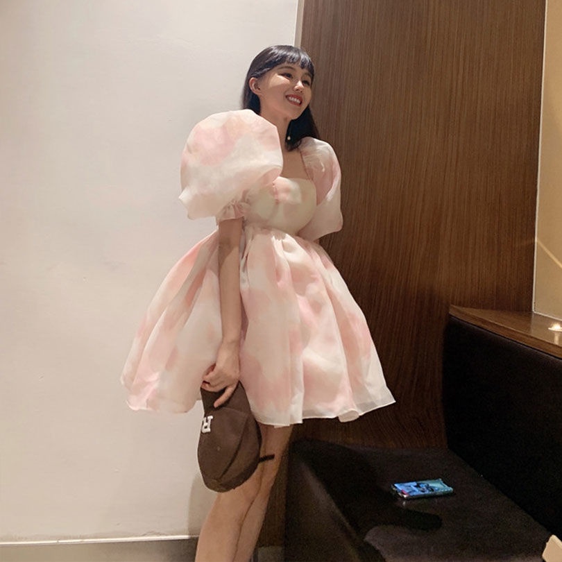 Đầm Công Chúa Disney Tay Phồng Màu Hồng Thời Trang Mùa Hè Cho Nữ