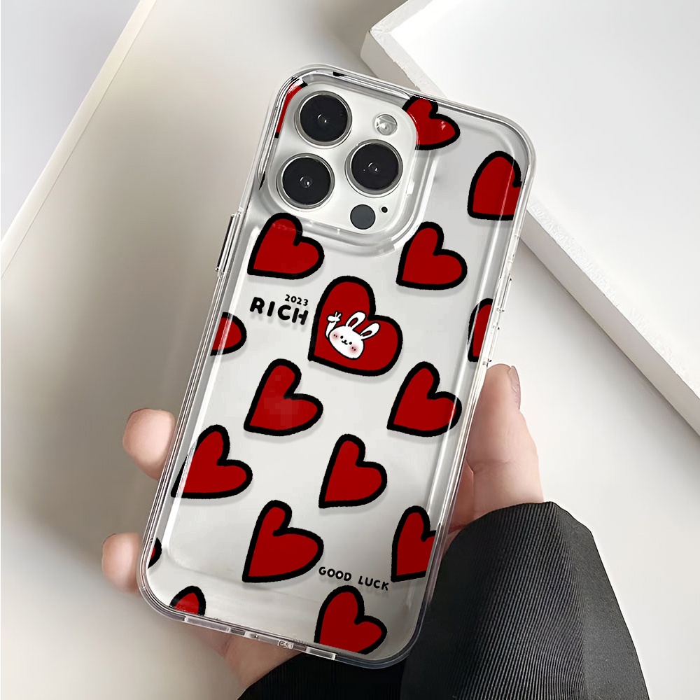 Ốp Điện Thoại Trong Suốt Họa Tiết Trái Tim Cho iphone 14promax 13 12 11 7Plus 7 8 Plus X XR XSMax