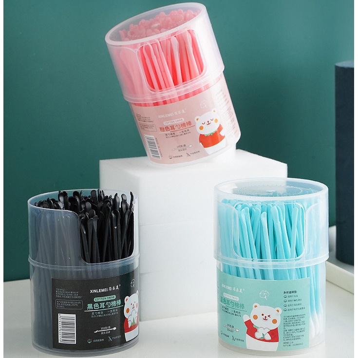 Bộ 100 Que / Thùng Tăm Bông cotton Hai Đầu Đa Năng Dùng Một Lần