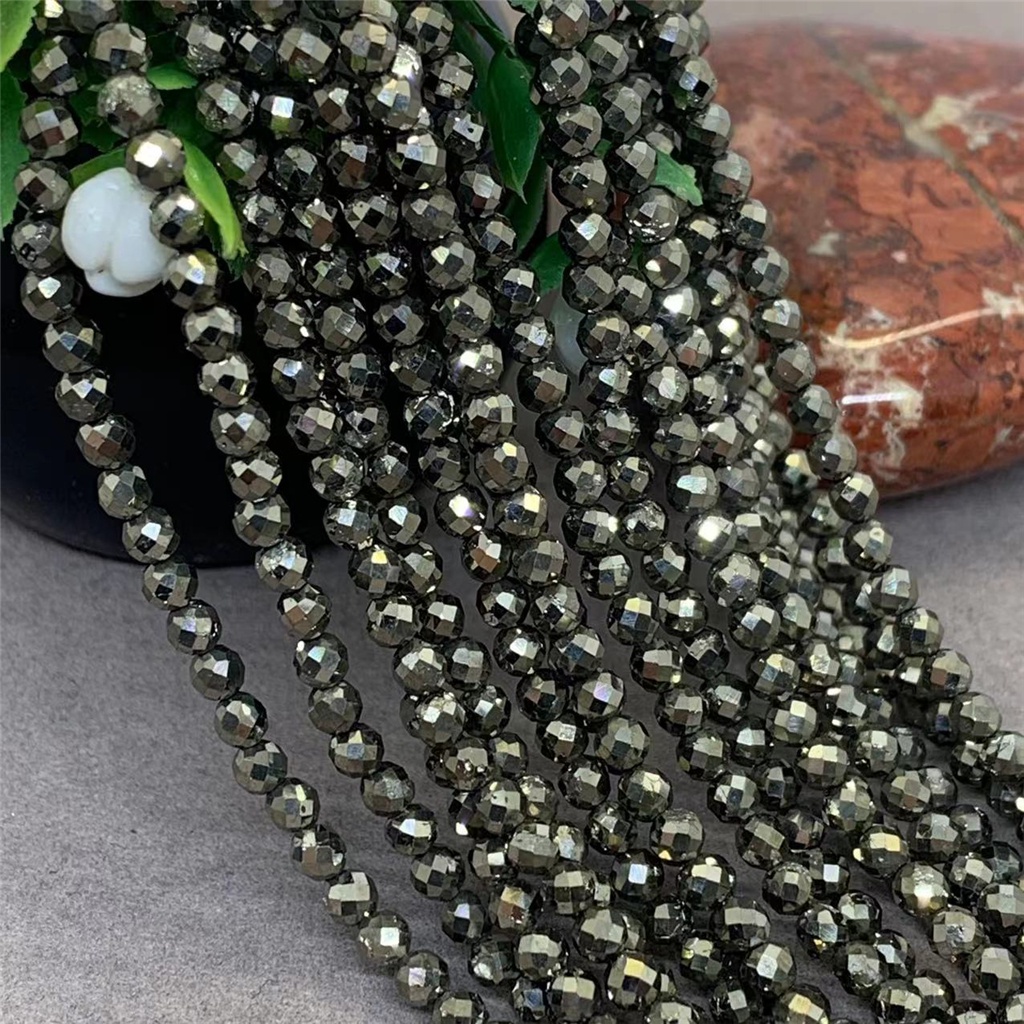 Chuỗi Hạt Đá Pyrite Tự Nhiên 2 / 3 / 4mm