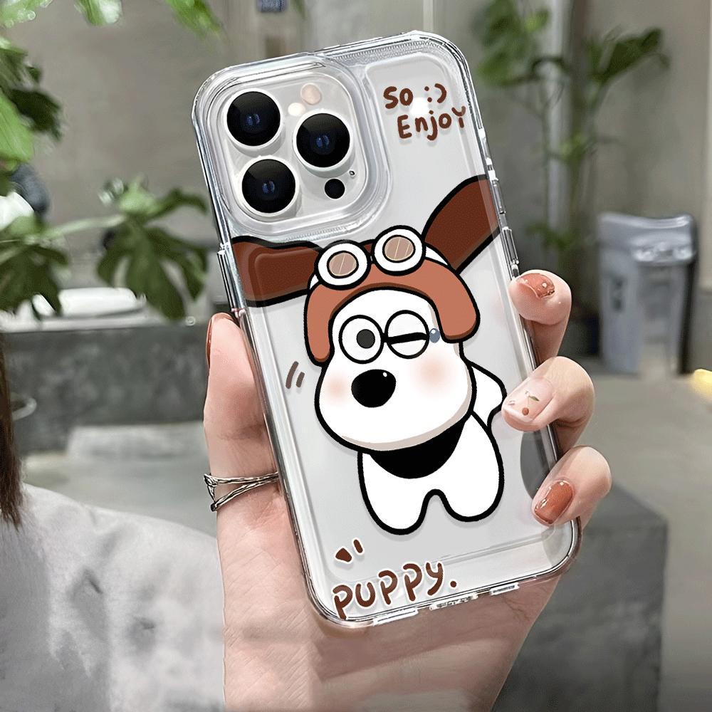 Ốp Điện Thoại Tpu Trong Suốt In Hình Chó Hạnh Phúc Thời Trang Cho iphone 14promax 13 12 11 7Plus 7 8 X XR XSMax