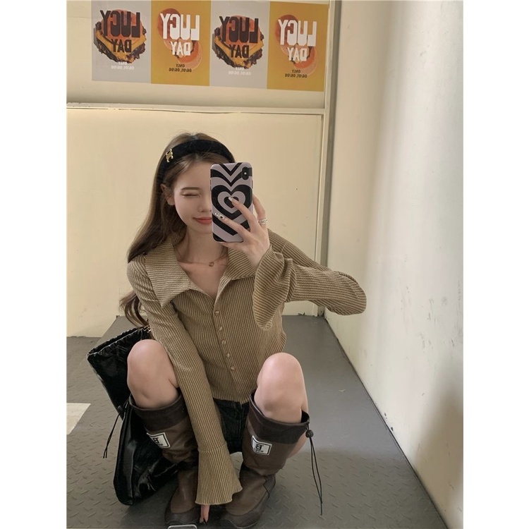 Áo Kiểu Tay Dài Họa Tiết Kẻ Sọc Thời Trang Dành Cho Nữ