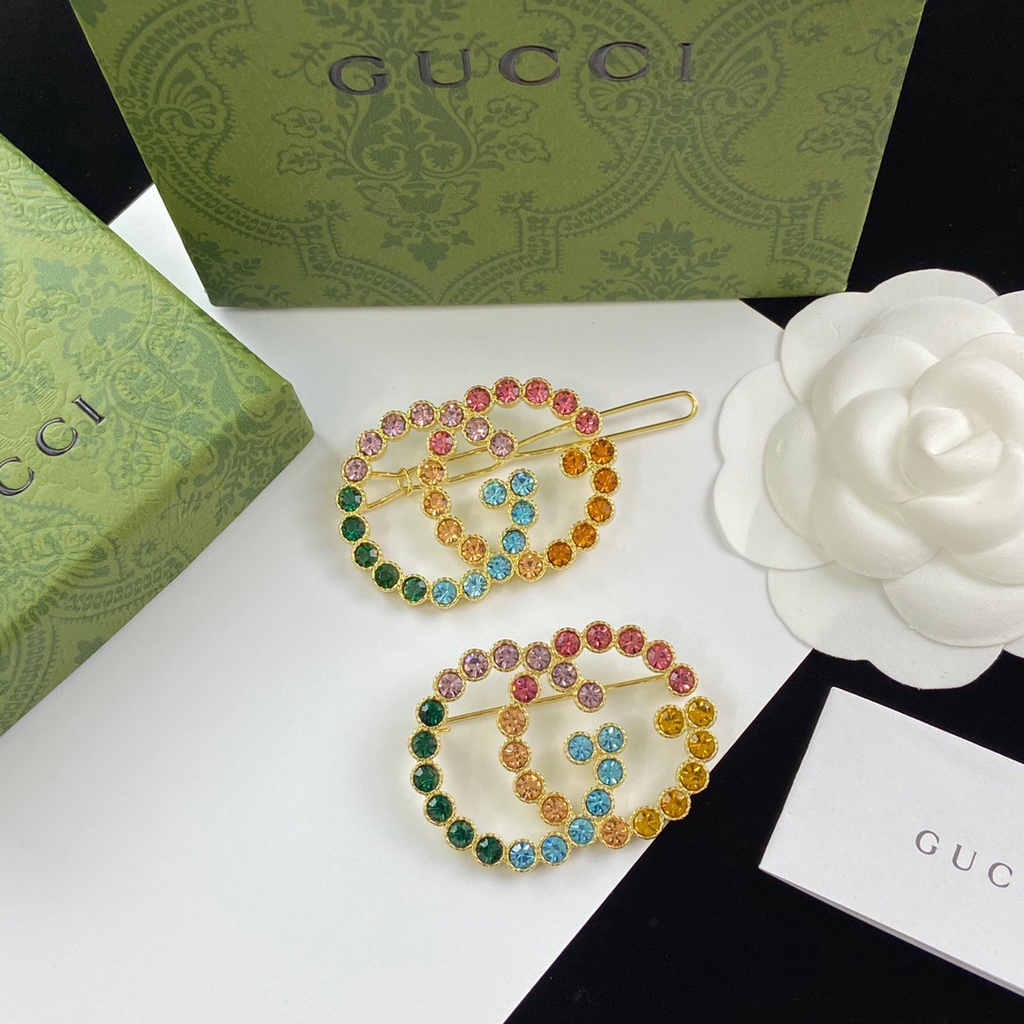 Thương Hiệu Thời Trang G Ghim Cài Áo / Kẹp Tóc Đính Kim Cương Màu Sắc Phiên Bản Thời Trang Mới Lạ Và Thanh Lịch