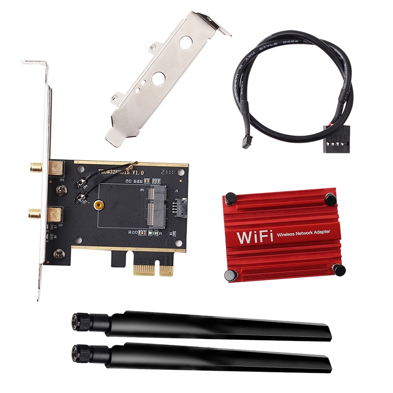 Thẻ WiFi Bluetooth 6 Intel AX200 AX210 9260 8265 8260 M.2 Sang PCIE Express 1X Kèm Ăng Ten NGFF M.2