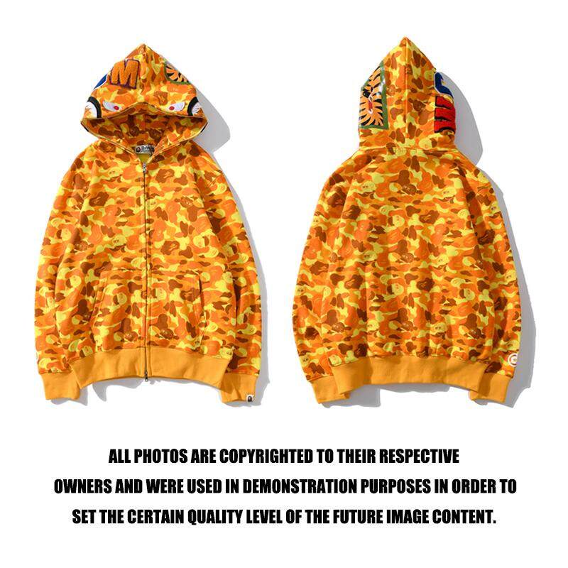 Bape Áo Khoác Hoodie Tay Dài Dáng Rộng In logo BAPE X MCM Họa Tiết Rằn Ri Thêu logo Bên Hông