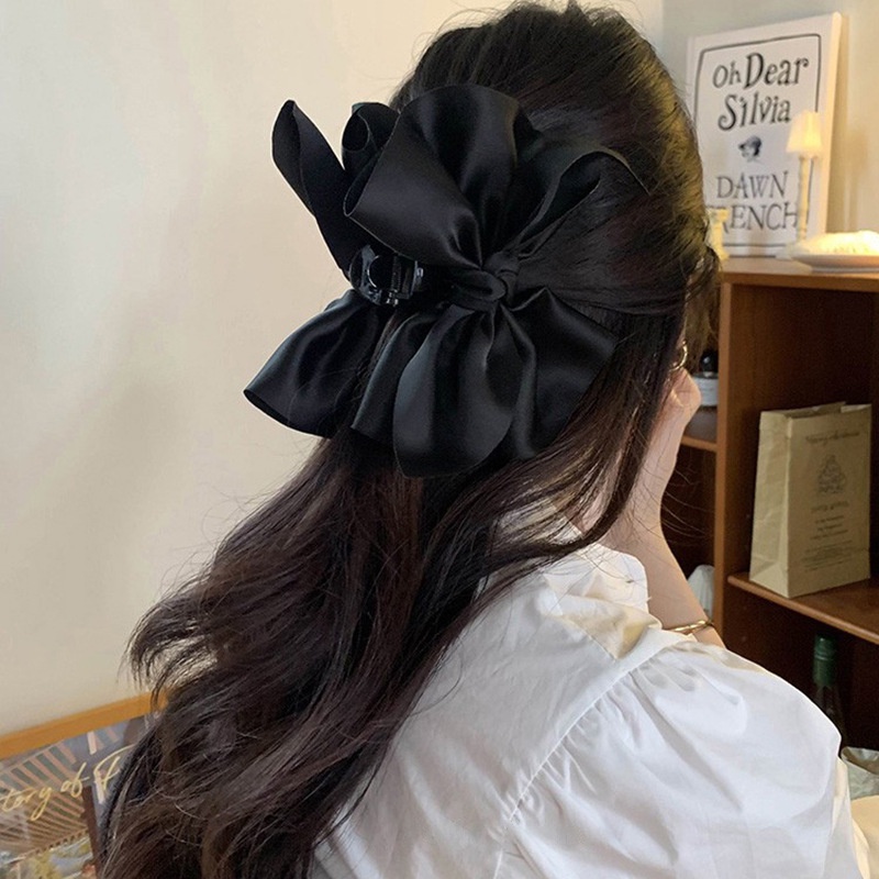 Kẹp Tóc Hình Nơ Thời Trang Thu Đông Phong Cách Pháp Cổ Điển