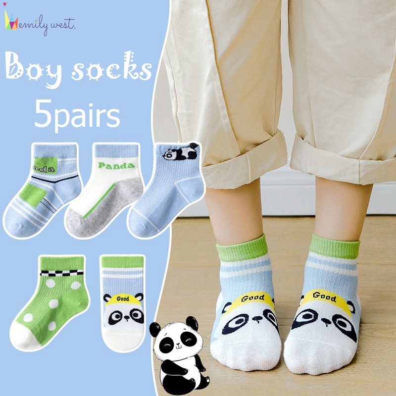 Bộ 5 Đôi Vớ Cotton In Họa Tiết Hoạt Hình Dễ Thương Cho Bé Từ 1 Đến 12 Tuổi
