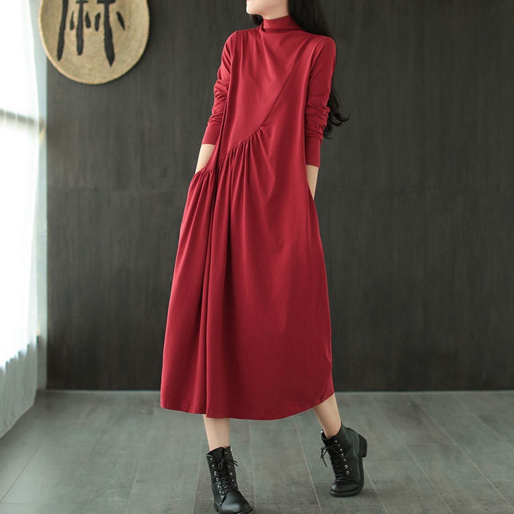 Đầm Dài Tay Cỡ Lớn Thiết Kế Giản Dị Phong Cách Retro