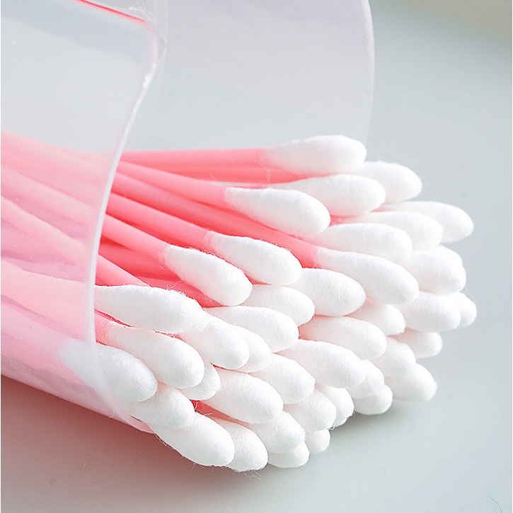 Bộ 100 Que / Thùng Tăm Bông cotton Hai Đầu Đa Năng Dùng Một Lần
